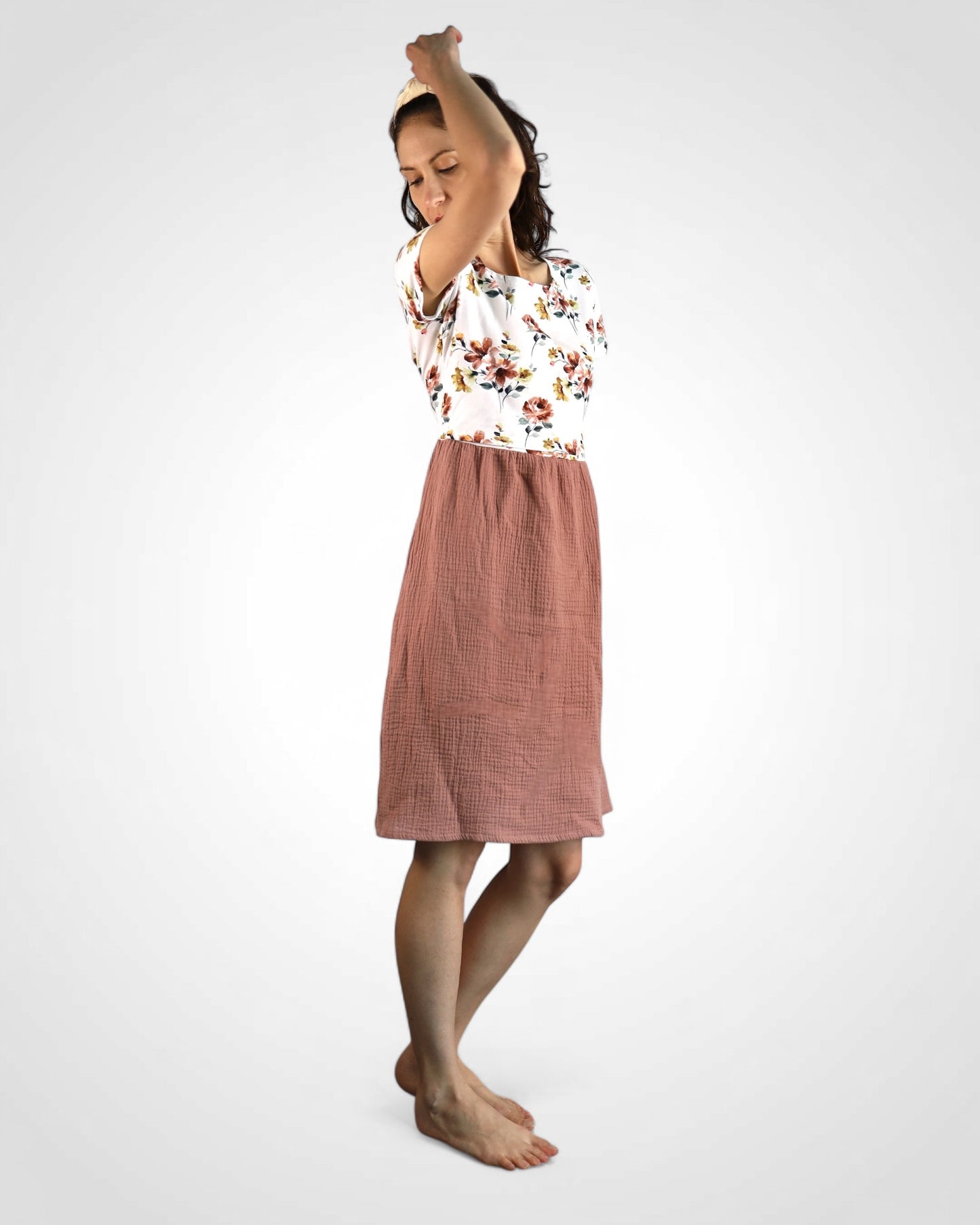 Kojo muslin dress, natural patterns