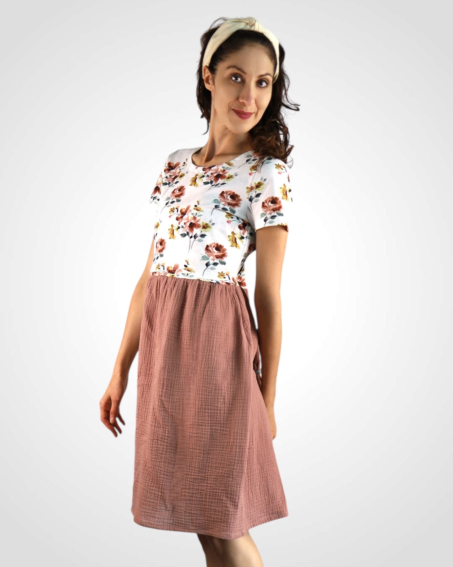 Kojo muslin dress, natural patterns
