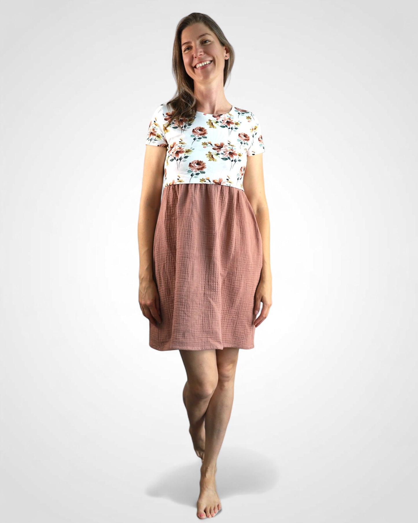 Kojo muslin dress, natural patterns