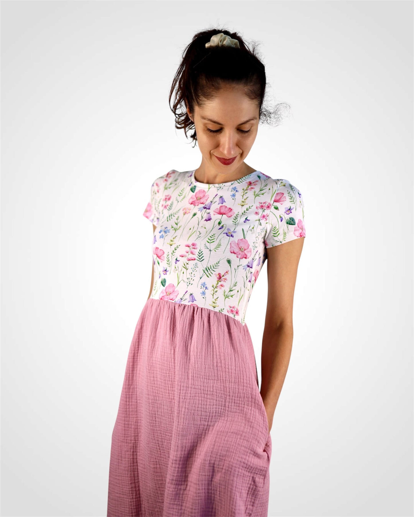Kojo muslin dress, natural patterns
