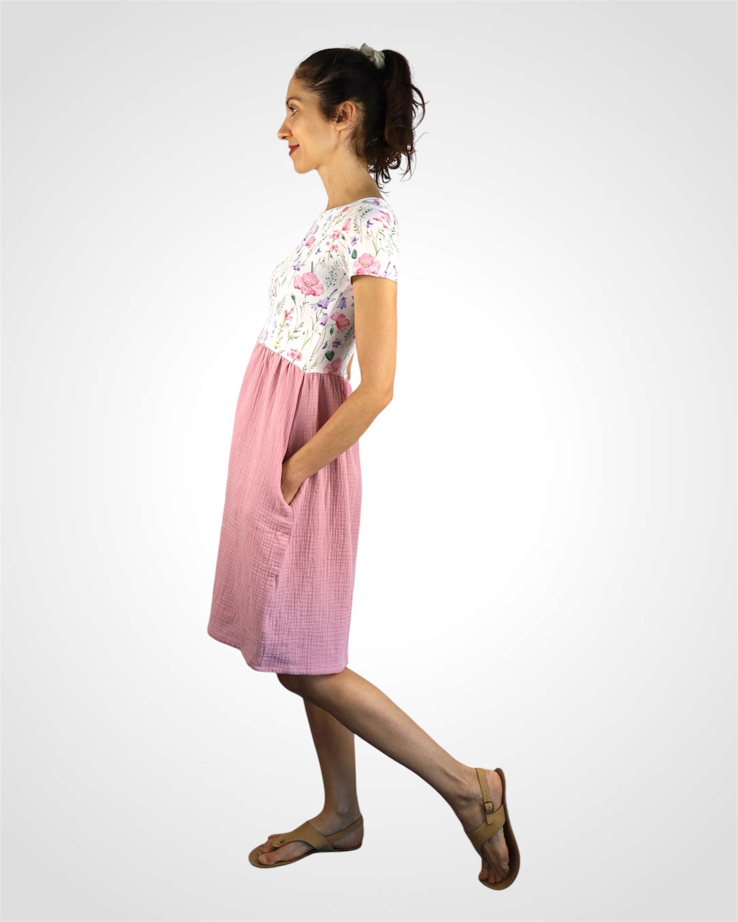 Kojo muslin dress, natural patterns