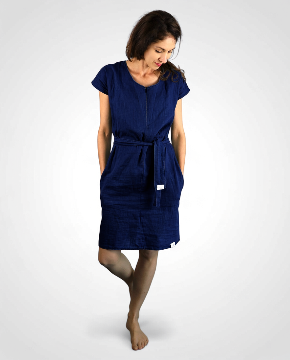 Linen dress with belt