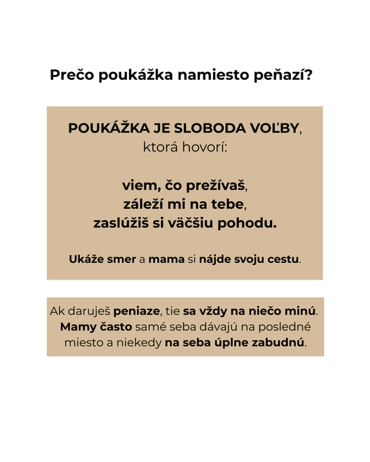 Veľa mám miluje slobodu. Darčeková poukážka je preto ideálne spojenie slobody voľby a peňazí.