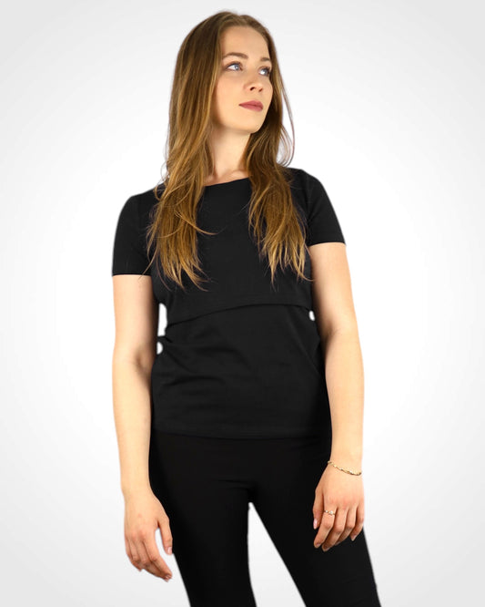 Tričko na dojčenie z bavlny Basic Black