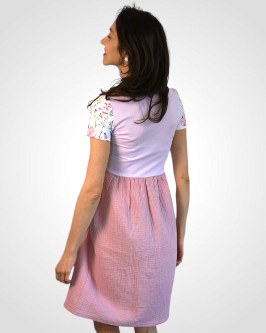 Kojo mušelínové šaty Floral Pink