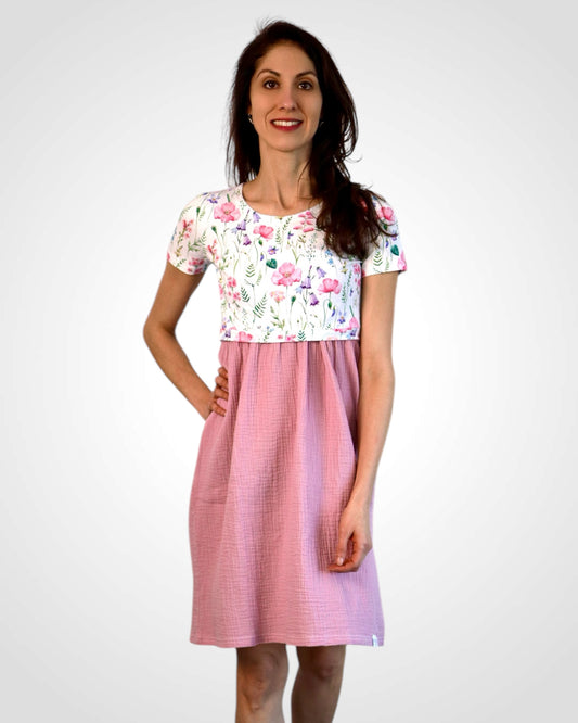 Kojo mušelínové šaty Floral Pink