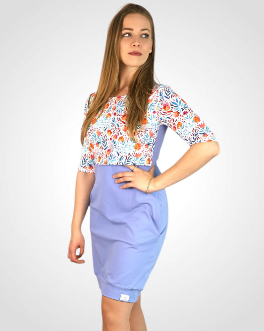 Šaty na dojčenie z bavlny Blue & Orange Blossom