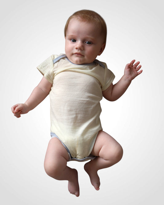 Detské rastúce body z merina Natural s lemom v rôznych farbách