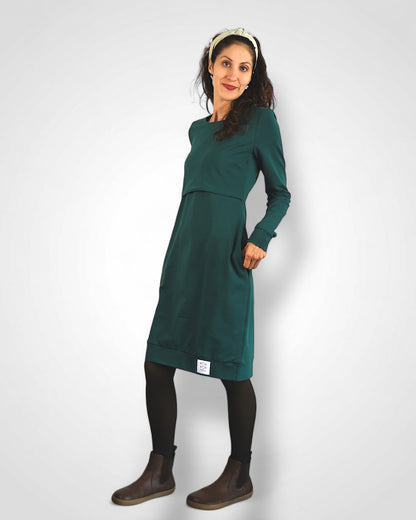 Pohodlné šaty z teplákoviny pre mamy – tehotenské, kojo aj nosiace.