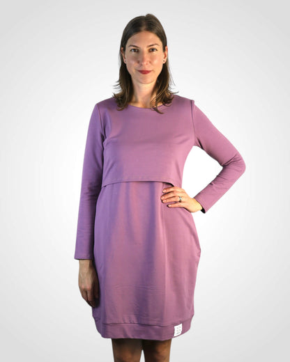 Praktické a elegantné dojčenské šaty s dlhým rukávom – komfortné oblečenie na dojčenie aj počas tehotenstva.