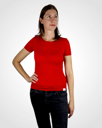 Tričko z merino zbytkov Red