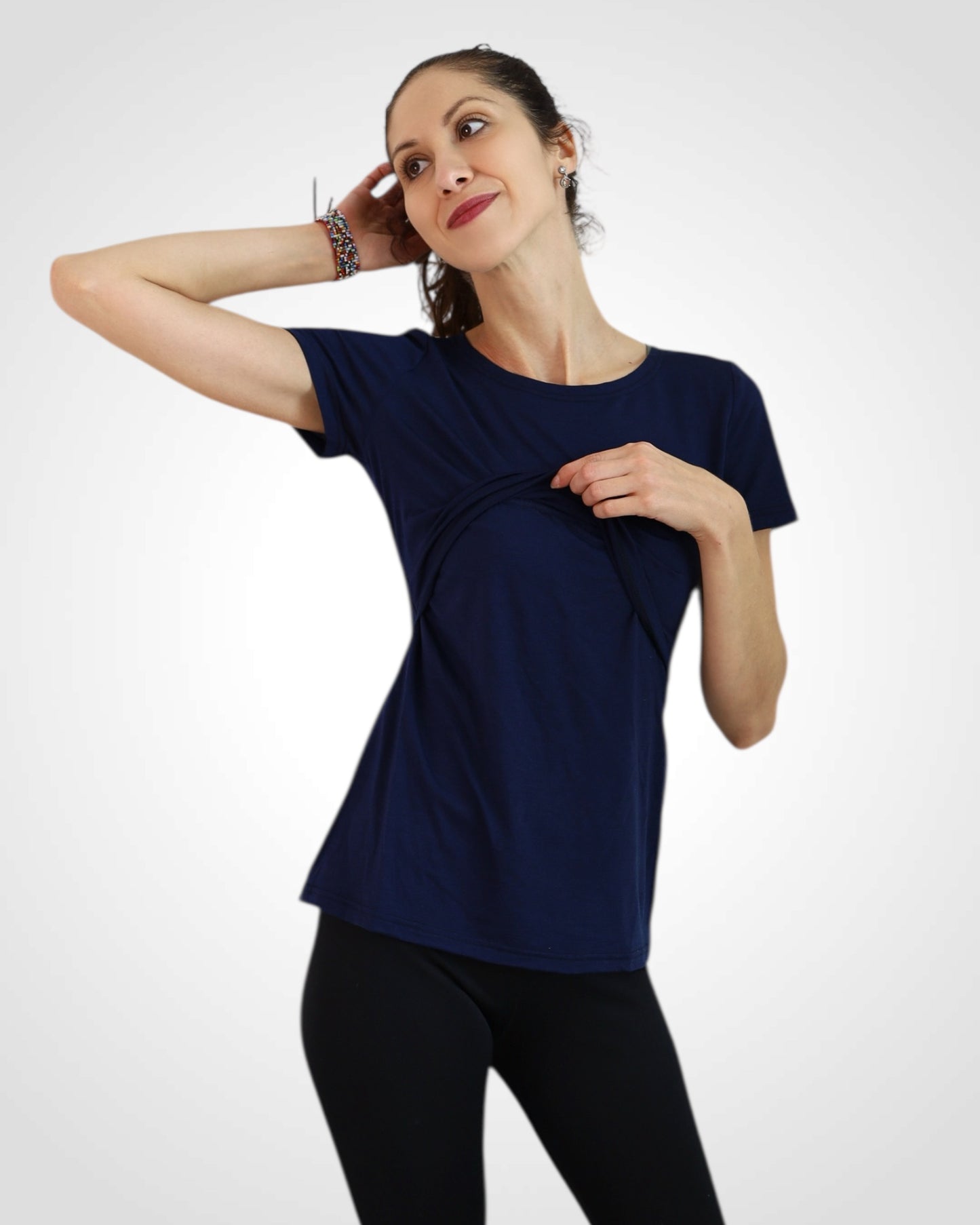 Tričko na dojčenie z merina Navy Blue