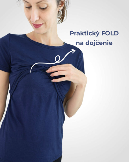 Tričko na dojčenie z merina Navy Blue