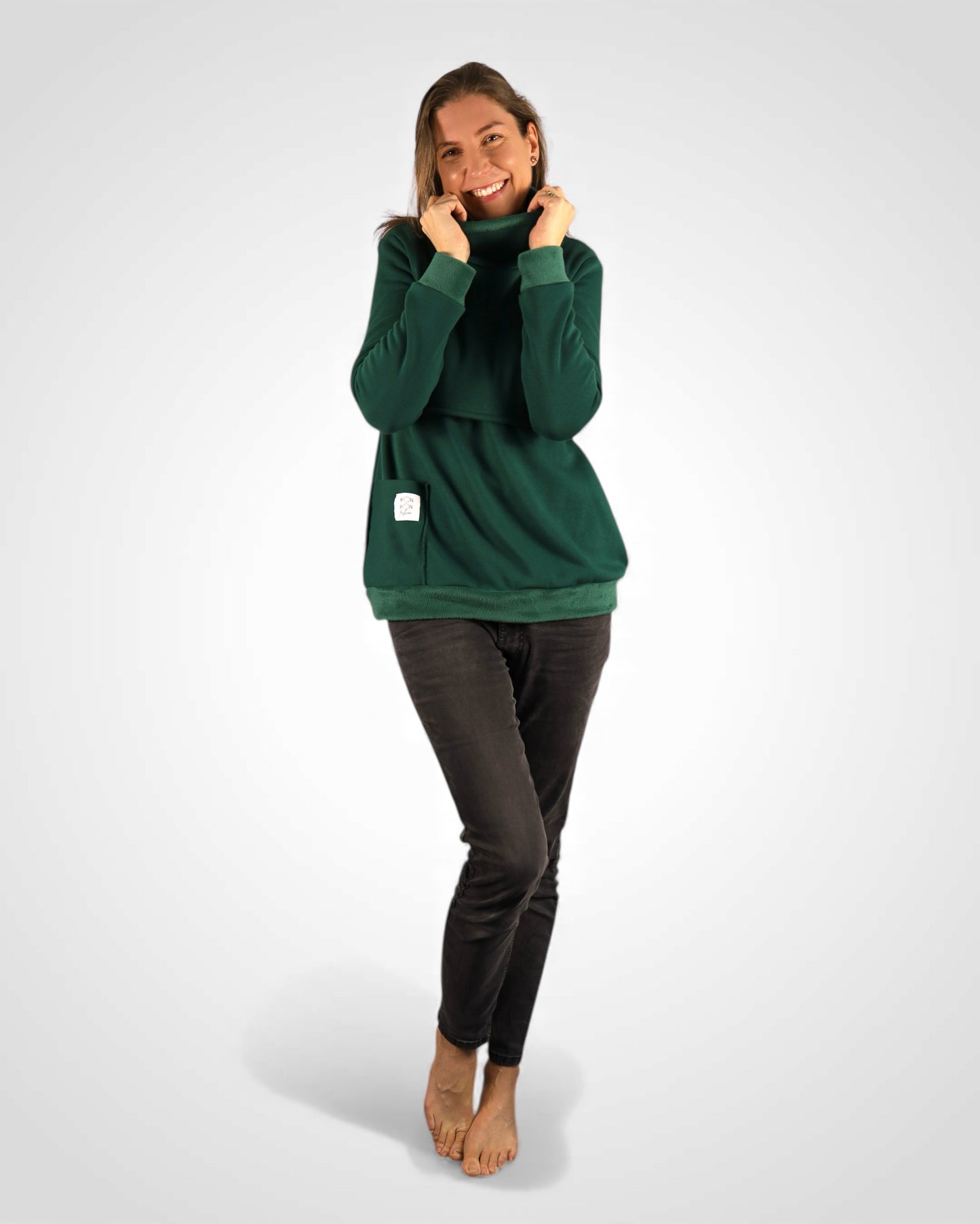 Štýlová mikina na dojčenie s rolákom – teplá, praktická a pohodlná