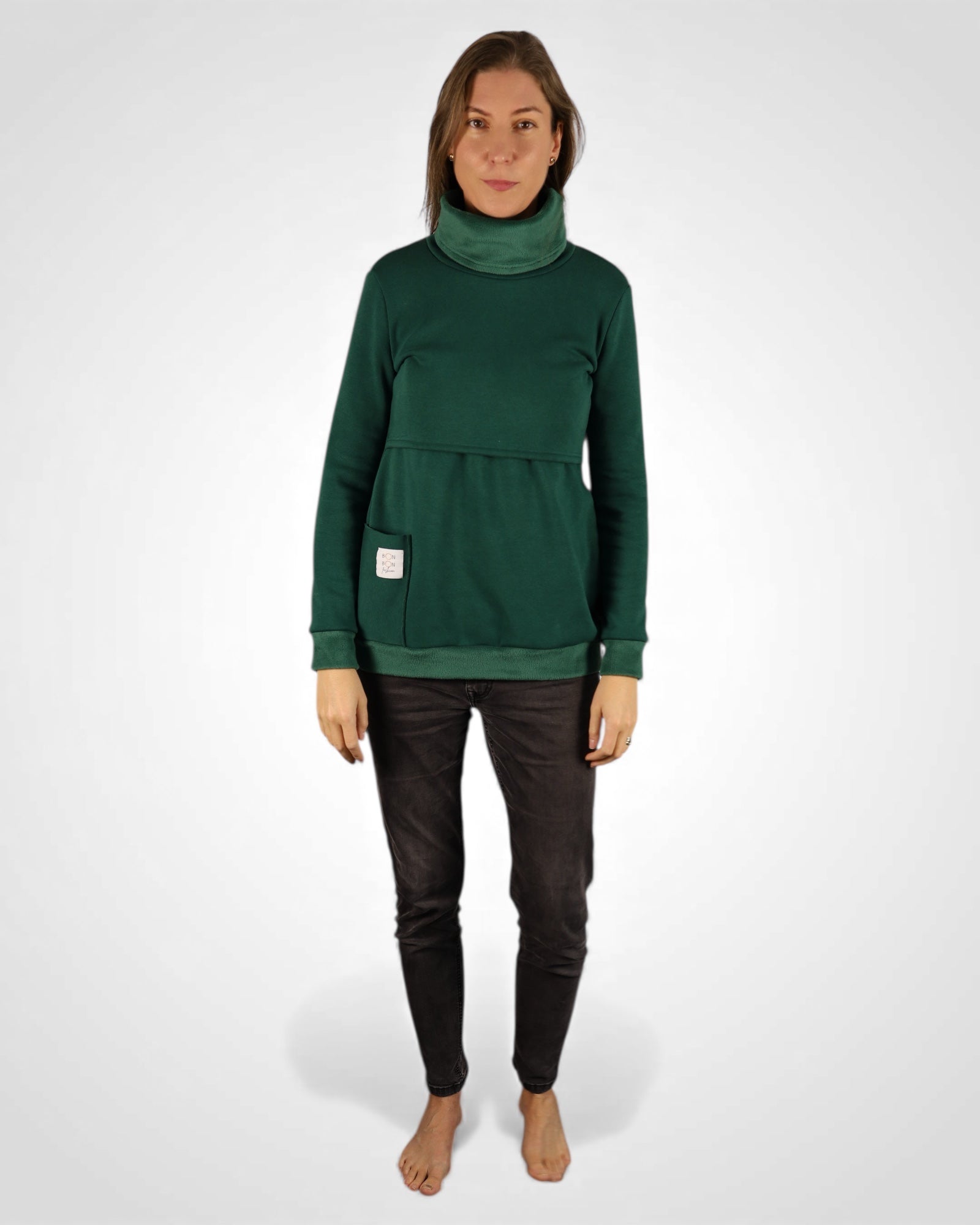 Mikina pre dojčiace maminky s rolákom , praktické vrecko, hrejivý materiál