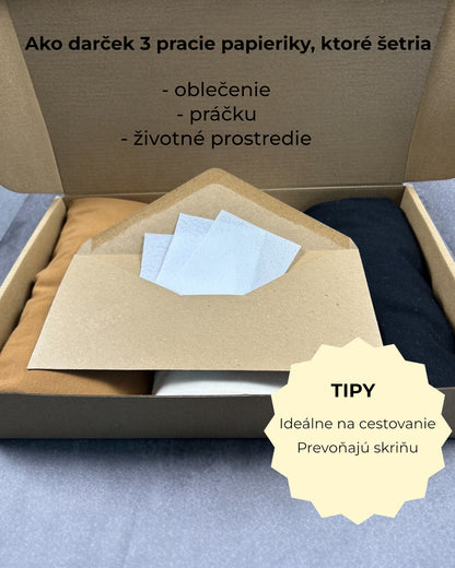 Balenie tri kojo tričká na mieru v zemitých farbách - darček pracie papieriky. 